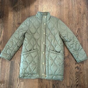 J. Crew Cocoon Puffer Coat size small olive green